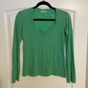James Perse standard - women’s small fit - 1 - green top shirt long sleeve